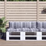 vidaXL Palletkussens 2 st ruitpatroon stof grijs, Huis en Inrichting, Woonaccessoires | Kussens, Verzenden, Nieuw