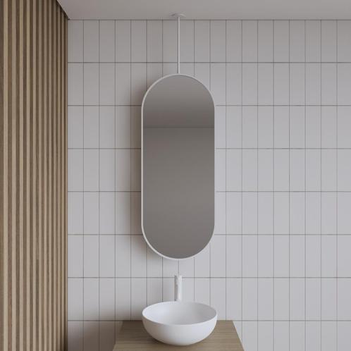 Spiegel Gliss Halo 90x40 Cm Wit Met Plafondbevestiging, Doe-het-zelf en Verbouw, Sanitair, Bad, Nieuw, Ophalen of Verzenden