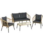 TRUUSK 4-delige Rotan Tuinmeubelset Boho-stijl Weerbestendig, Tuin en Terras, Verzenden, Nieuw