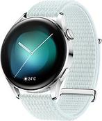 Huawei Watch 3 46 mm zilver op stoffen bandje grijsblauw, Verzenden, Gebruikt