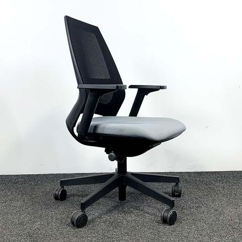 Bureaustoel Netwave Rug Grijze Stof, Huis en Inrichting, Bureaustoelen, Bureaustoel, Gebruikt, Ergonomisch, Ophalen of Verzenden