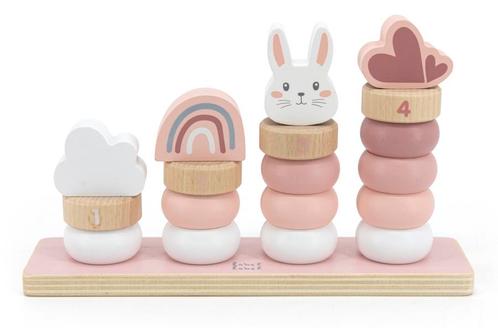 Label Label Roze Houten Stapelringen LLWT-25262, Kinderen en Baby's, Speelgoed | Houten speelgoed, Nieuw, Verzenden