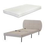 Gestoffeerd bed Porvoo met bedbodem en matras 90x200 cm beig, Verzenden, Nieuw