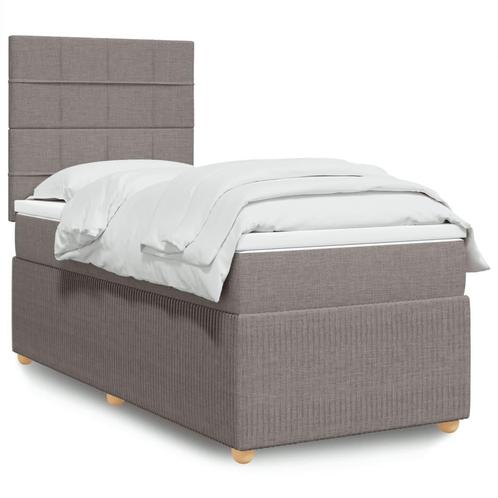 vidaXL Boxspring met matras stof taupe 90x200 cm, Huis en Inrichting, Slaapkamer | Bedden, 90 cm, 200 cm, Eenpersoons, Nieuw, Stof