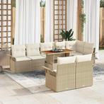 vidaXL Tuin Sofa Set 9 pcs beige en crèmekleurig 100 x 55 x, Verzenden, Nieuw, Rotan