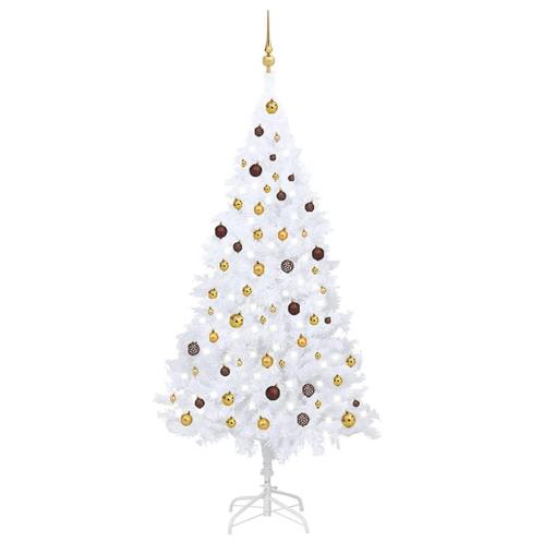 vidaXL Kunstkerstboom met verlichting en kerstballen 210 cm, Diversen, Kerst, Nieuw, Verzenden