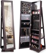Sieradenkast met spiegel - Passpiegel - Spiegelkast - Zwart, Verzenden, Zo goed als nieuw