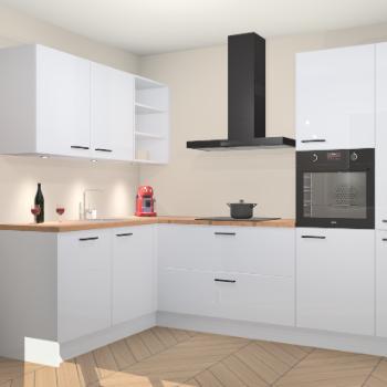 Sneeuwwitte Hoogglans keuken Cognac 99830, Huis en Inrichting, Keuken | Complete keukens, Verzenden