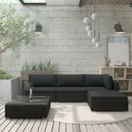 vidaXL 5-delige Loungeset met kussens poly rattan zwart, Tuin en Terras, 5 zitplaatsen, Nieuw, Loungeset, Verzenden