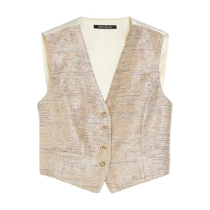 Pennyblack • goud zilveren gilet Breda • 36 (IT42), Kleding | Dames, Truien en Vesten, Bruin, Nieuw, Maat 36 (S), Verzenden