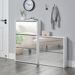 Schoenenkast met spiegels 2 vouwdeuren 67x63x17 cm wit, Huis en Inrichting, Verzenden, Nieuw