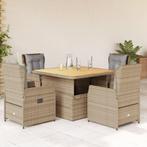 vidaXL 5-delige Tuinset met kussens poly rattan beige, Tuin en Terras, 4 zitplaatsen, Nieuw, Tuinset, Verzenden