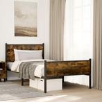vidaXL Bedframe zonder matras metaal gerookt eikenkleurig, Huis en Inrichting, Slaapkamer | Bedden, 100 cm, Eenpersoons, Bruin