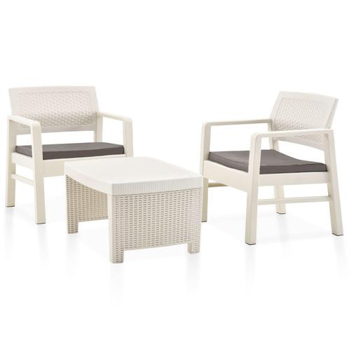 vidaXL 3-delige Loungeset kunststof wit, Tuin en Terras, Tuinsets en Loungesets, Loungeset, Nieuw, 3 zitplaatsen, Textileen, Verzenden