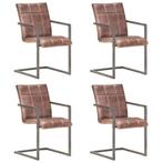 vidaXL Eetkamerstoelen 4 st echt leer verweerd bruin, Huis en Inrichting, Stoelen, Verzenden, Nieuw, Bruin