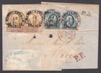 Nederland 1852 - Vouwbrief met paren NVPH 1 en 3, met