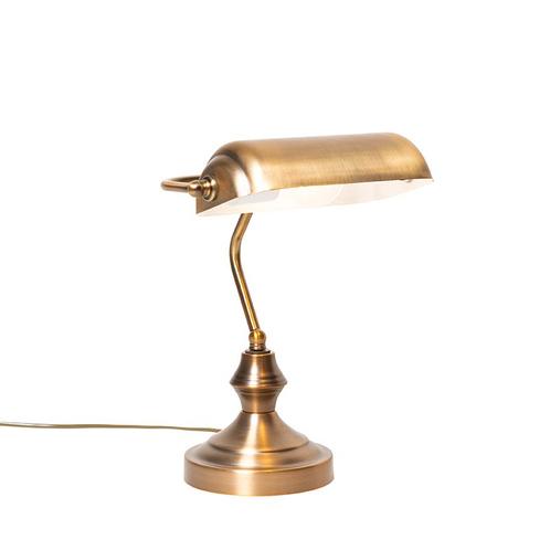 Klassieke tafellamp/notarislamp brons - Banker, Huis en Inrichting, Lampen | Tafellampen, Nieuw, Overige materialen, Minder dan 50 cm