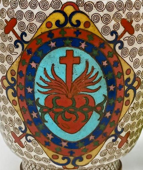 Vaas - Brons, Emaille - China - vaso cloisonné met, Antiek en Kunst, Antiek | Overige Antiek