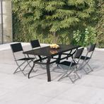 vidaXL 5-delige Tuinset grijs en zwart, 4 zitplaatsen, Verzenden, Nieuw, Rvs