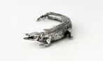 Miniatuur figuur - Massief zilveren krokodil miniatuur -