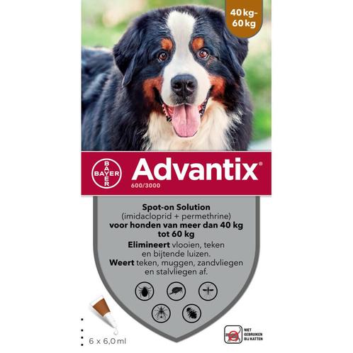Advantix Spot On 600 Anti Vlooien en Teken Druppels Hond 40, Dieren en Toebehoren, Overige Dieren-accessoires, Nieuw, Verzenden