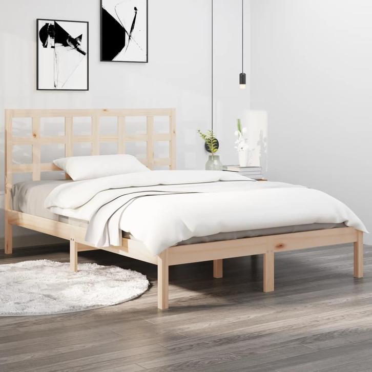 vidaXL Bedframe massief hout 160x200 cm, Huis en Inrichting, Slaapkamer | Bedden, 160 cm, 200 cm, Bruin, Tweepersoons, Nieuw, Hout