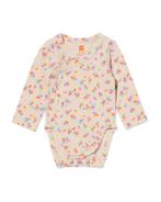 HEMA Newborn meegroei overslagromper rib bloemen ecru, Verzenden, Nieuw