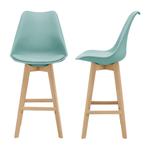 Barkruk set van 2 kunstleer en beuken 105x48x58 cm mint, Huis en Inrichting, Stoelen, Verzenden, Nieuw