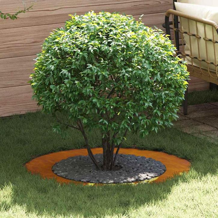 vidaXL Platte boomring Bruin Ø60 / 90 cm Cortenstaal, Tuin en Terras, Bloembakken en Plantenbakken, 60 tot 100 cm, Nieuw, Verzenden