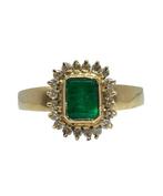 Ring Geel goud Diamant  (Natuurlijk) - Smaragd