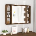 vidaXL Spiegelkast met LED-verlichting 76x15x55 cm bruin, Huis en Inrichting, Kasten | Overige, Verzenden, Nieuw