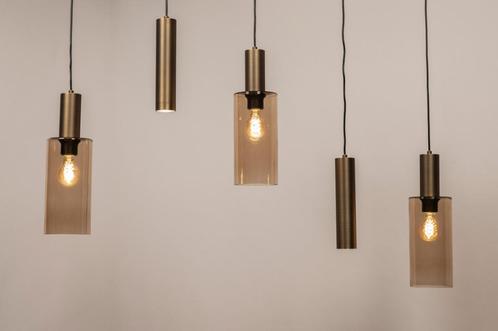 Rietveld Hanglampen - Bruin, Brons - Glas, Metaal, Huis en Inrichting, Lampen | Hanglampen, Verzenden