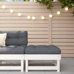 vidaXL Tuinvoetenbank massief grenenhout wit, Tuin en Terras, Tuinsets en Loungesets, Verzenden, Nieuw