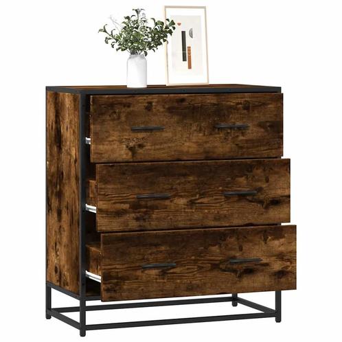 vidaXL Dressoir 68x35x76 cm bewerkt hout en metaal gerookt, Huis en Inrichting, Kasten | Dressoirs, Nieuw, Overige houtsoorten
