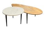 Salontafel ADLON set van 2 acacia hout naturel and marble, Huis en Inrichting, Tafels | Salontafels, Ophalen of Verzenden, Nieuw
