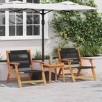vidaXL Tuinstoelen met Tafel 3 pcs Zwart 45 x 45 x 40 cm, Tuin en Terras, Tuinstoelen, Verzenden, Nieuw
