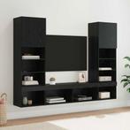 vidaXL TV Wand Eenheden met LED met LED 5 pcs Zwart Eiken, Minder dan 50 cm, Verzenden, 100 tot 150 cm, Nieuw