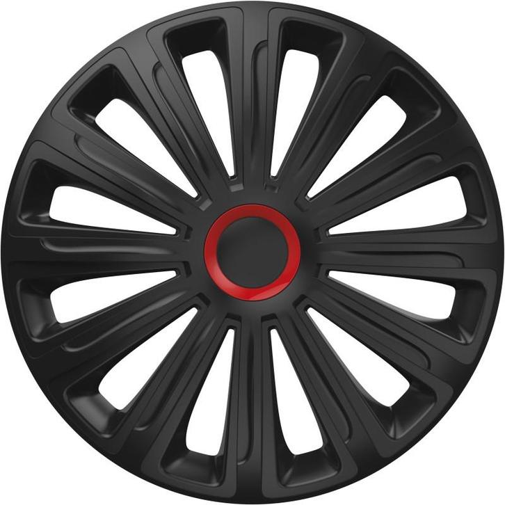 Wieldoppen 14 inch - Trend Zwart & Rood - wieldoppenset, Auto diversen, Wieldoppen, Nieuw, Verzenden