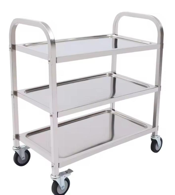 RVS Serveerwagen met 3 Lagen op Wielen – Stevig & Mobiel, Huis en Inrichting, Keuken | Keukenelementen, Nieuw, Verzenden