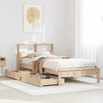 vidaXL Bed met boekenkast zonder matras massief grenenhout, 90 cm, Eenpersoons, Bruin, Verzenden
