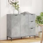 vidaXL Dressoir met lade Betongrijs 89,5 x 33 x 82 cm, Huis en Inrichting, Verzenden, Nieuw, Overige houtsoorten, Minder dan 50 cm