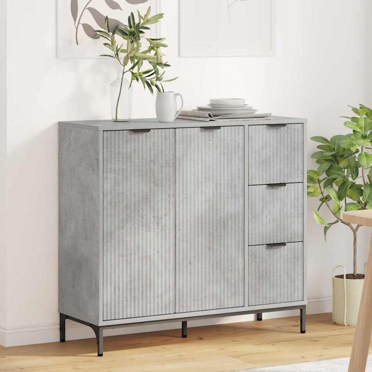 vidaXL Dressoir met lade Betongrijs 89,5 x 33 x 82 cm, Huis en Inrichting, Kasten | Dressoirs, Nieuw, Minder dan 50 cm, Overige houtsoorten