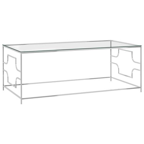 vidaXL Salontafel 120x60x45 cm roestvrij staal en glas, Huis en Inrichting, Tafels | Salontafels, 100 tot 150 cm, Nieuw, Metaal