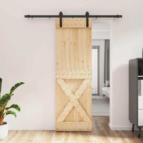 vidaXL Schuifdeur met beslag 70x210 cm massief grenenhout, Doe-het-zelf en Verbouw, Deuren en Horren, Nieuw, Verzenden