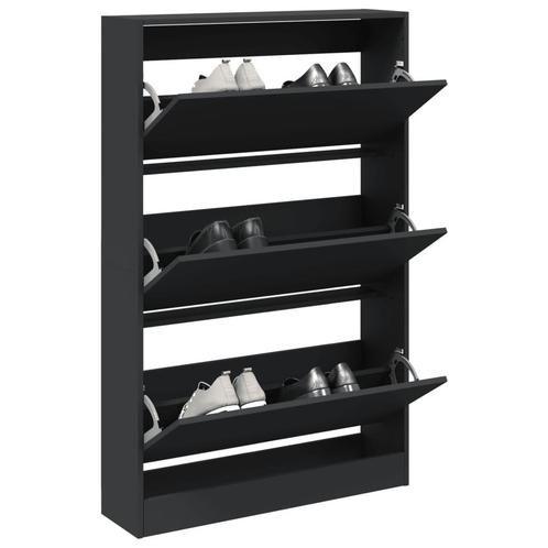 vidaXL Schoenenkast 80x21x125,5 cm bewerkt hout zwart, Huis en Inrichting, Kasten | Schoenenrekken, Nieuw, Verzenden