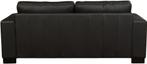 Zwarte leren moderne 2.5-zitsbank - poot hout zwart - Hermes, Ophalen of Verzenden, Rechte bank, Modern, 200 tot 250 cm