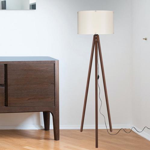 [lux.pro] Staande lamp vloerlamp Guildford E27 walnootkleuri, Huis en Inrichting, Lampen | Vloerlampen, Nieuw, Verzenden