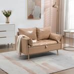 [en.casa] 2-zitsbank Sysmä 72x122x65 cm kunstleer Cappuccino, Huis en Inrichting, Banken | Sofa's en Chaises Longues, Nieuw, Verzenden