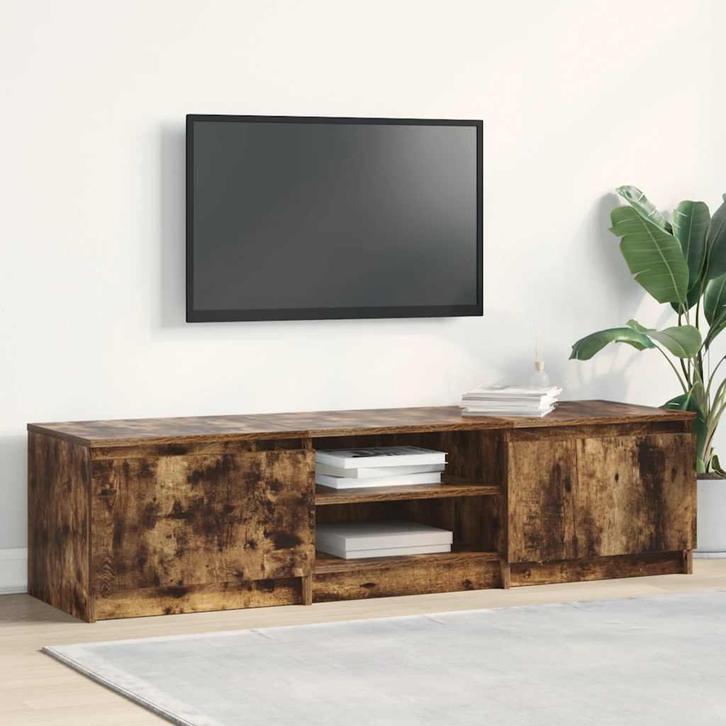 vidaXL Tv-meubel 140x40x35,5 cm bewerkt hout gerookt, Huis en Inrichting, Kasten | Televisiemeubels, 25 tot 50 cm, Nieuw, Overige houtsoorten