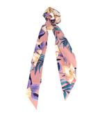 Scrunchie Haarelastiek Linten Tropische Bloemen Print Roze, Verzenden, Nieuw